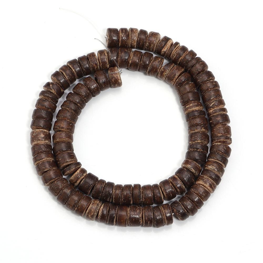

110/300pcs Natural Wooden Beads Coconut Shell Loose Flat Round Wood Beads For Jewelry Making DIY Necklace Bracelet Accessories 5mm approx 110Pcs