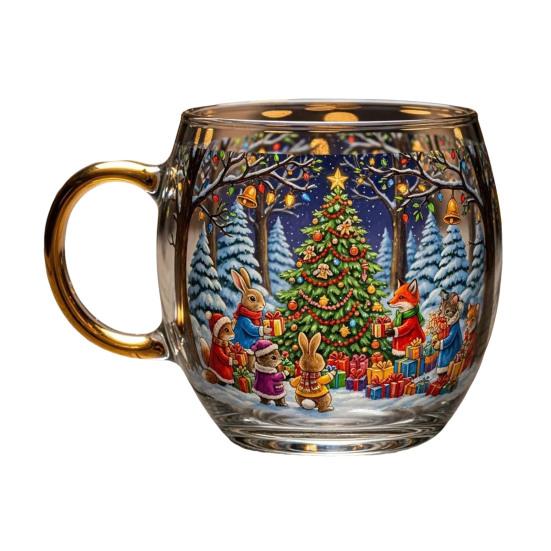 

Кружка на Хэллоуин Yousheng Смешная чашка для чая и кофе 400 мл Расписанная вручную жуткая стеклянная чашка для горячих и холодных напитков Подарок на рождественскую вечеринку Наполнитель для чулка B