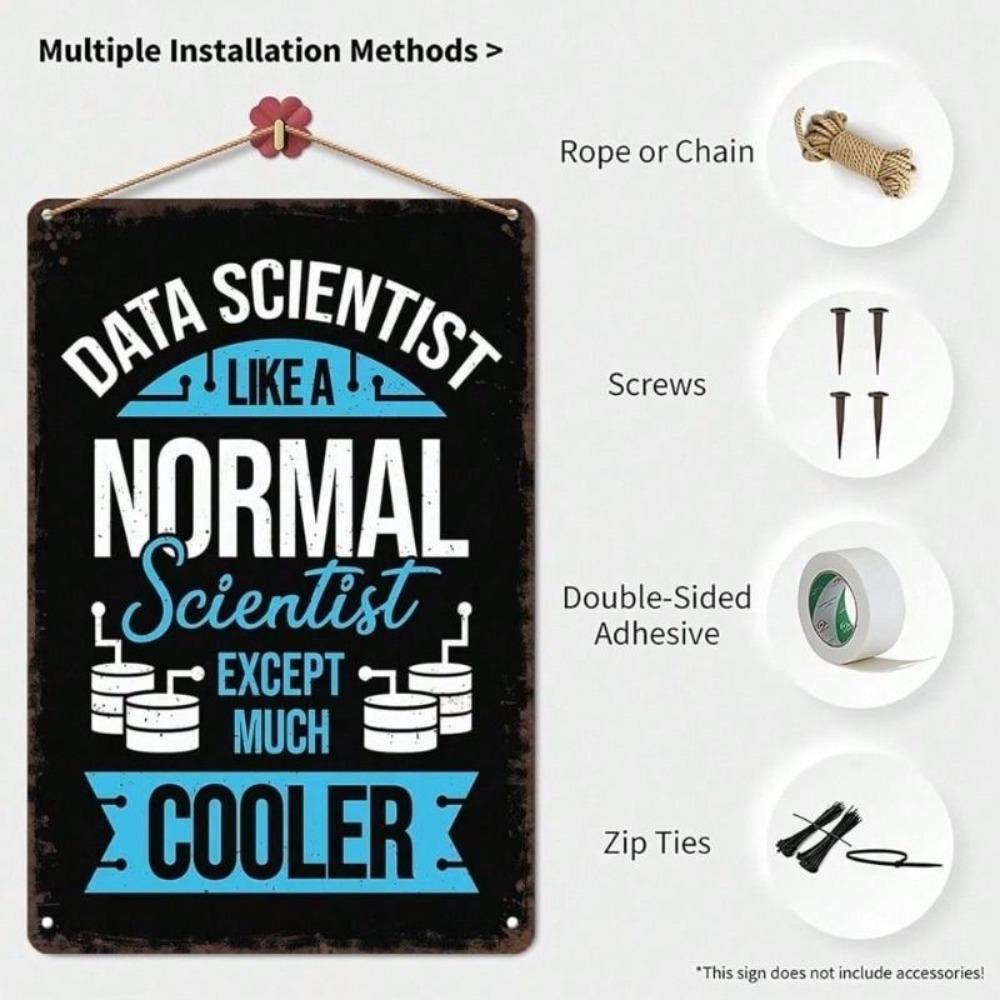 Vintage Metal Poster Wall Art Data Science Funny Sign Rustproof Garage Decor
