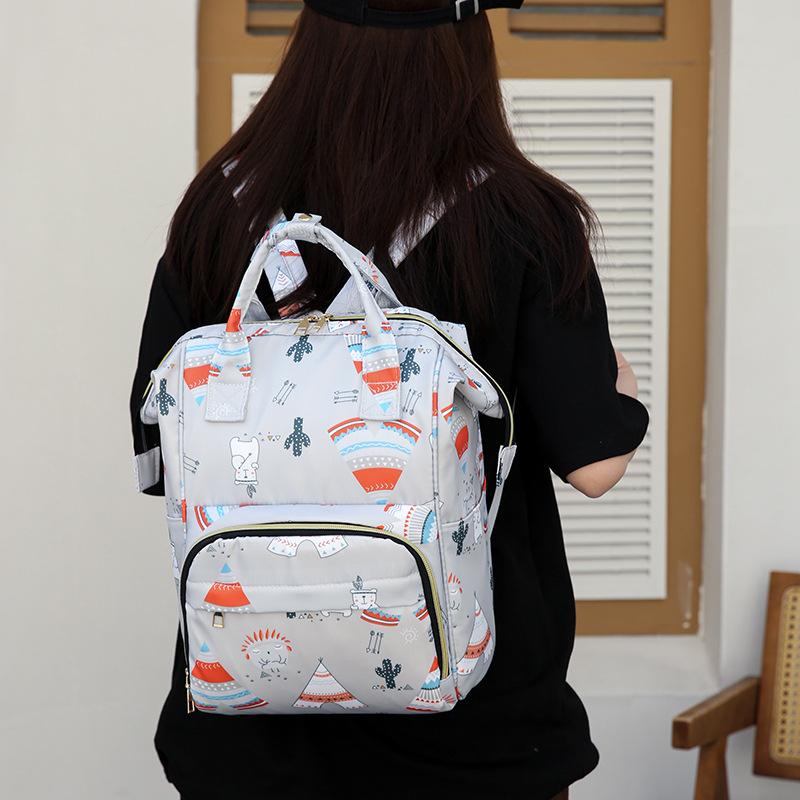 Schoolbag Floral Trend Mother and Baby Bag New Nylon Cloth Waterproof Thermal Insulation Large Capacity Mommy Bag Multi-functional Women's Backpack