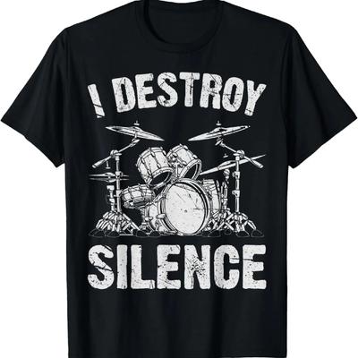 Schlagzeuger I Destroy Silence Schlagzeug Vintage Schlagzeug T-Shirt