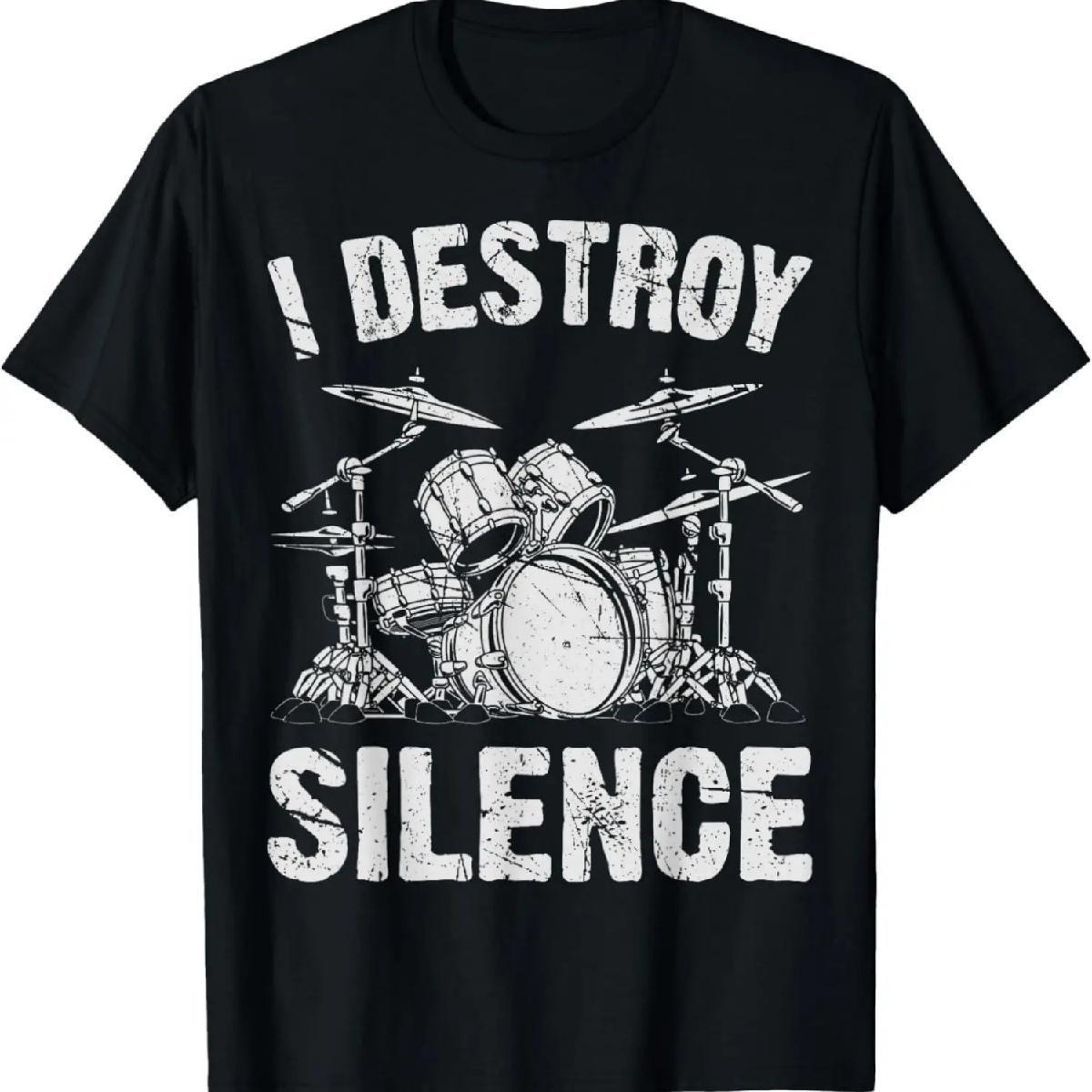 

Drummer I Destroy Silence Drumming Vintage Drumset Drum Set T-Shirt XXXXXL чорний