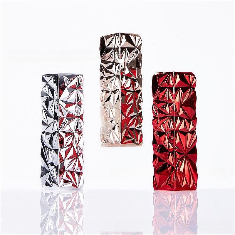 3.5ml Magnetic Square Lipstick Tube, Diamond Faceted Matte Finish, Empty Refillable Lip Balm Case