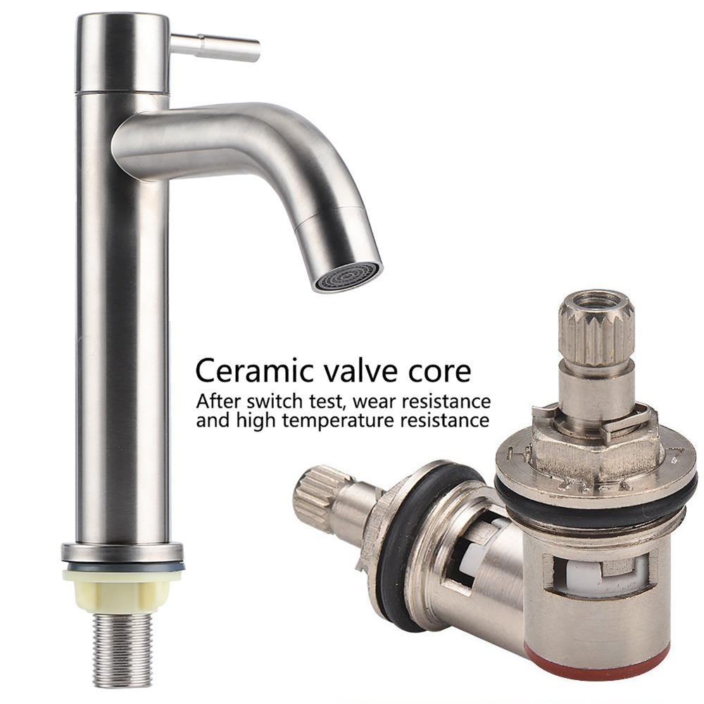 Single Cold Water Water Tap Brushed Finish Sink Faucet Easy Clean Faucet Laundry Room Cylinder