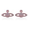 Eleganti Orecchini a Bottone Saturno con Strass per Donna - Design di Nicchia Light Luxury