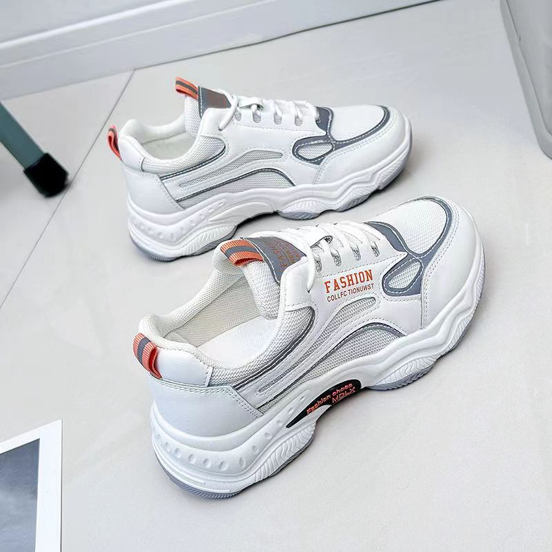 Mesh Breathable Clunky Sneakers Women's Summer New All-Match Soft Bottom Travel Thick Bottom Thin Heightened Sneakers
