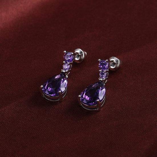 1 Pair Women Drop Earring Water Drop Shape Cubic Zirconia Dangling Earrings