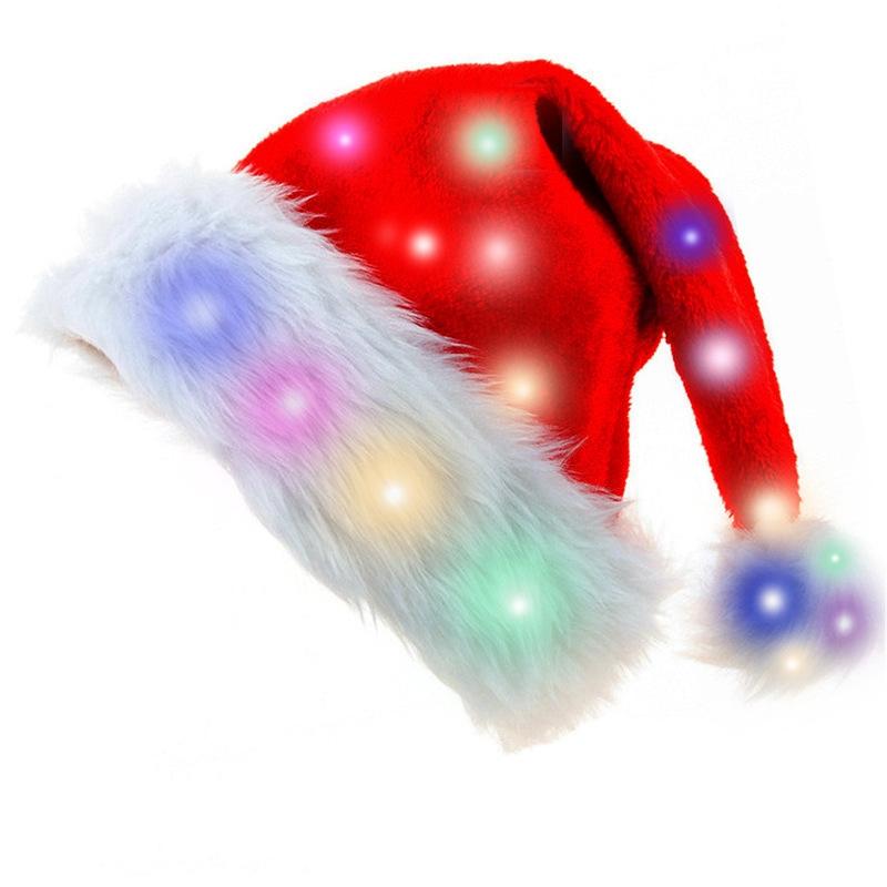 Christmas Party Hat Battery-Powered Plush Christmas Hat Light Up Santa Hat Festive For 2026 Christmas Party Holiday Celebration