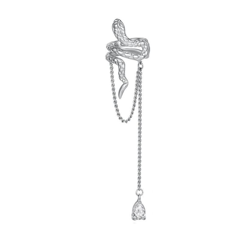 Spring Dawn Geometric Tile Chain Long Ear Cuff