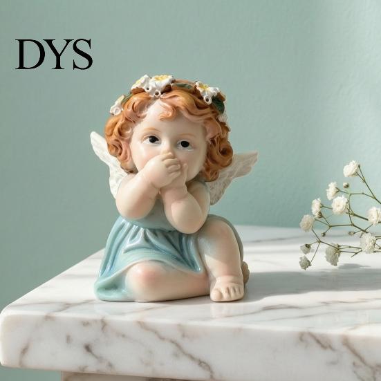 Waterproof Garden Statues Fairy Figurine, Hand-Painted Resin Statue with Wings, Indoor Outdoor Yard Moss Microscape Ornaments Lawn Decor, Landscaping