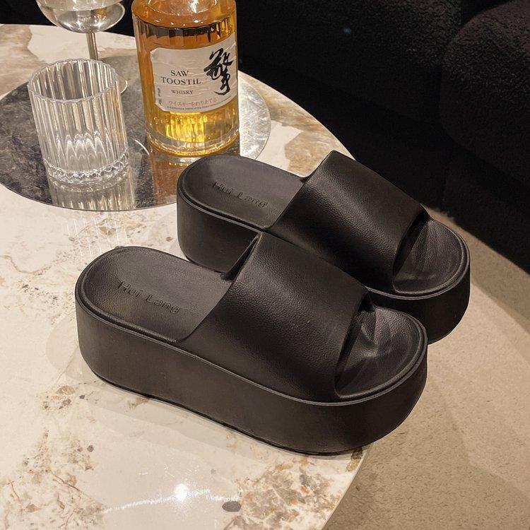 Fashion Vacation Thick Soles Women's Shoes EVA Soft-soled Non-slip Easy To Clean Slippers Casual 2025 Solid Color Flat Sandals