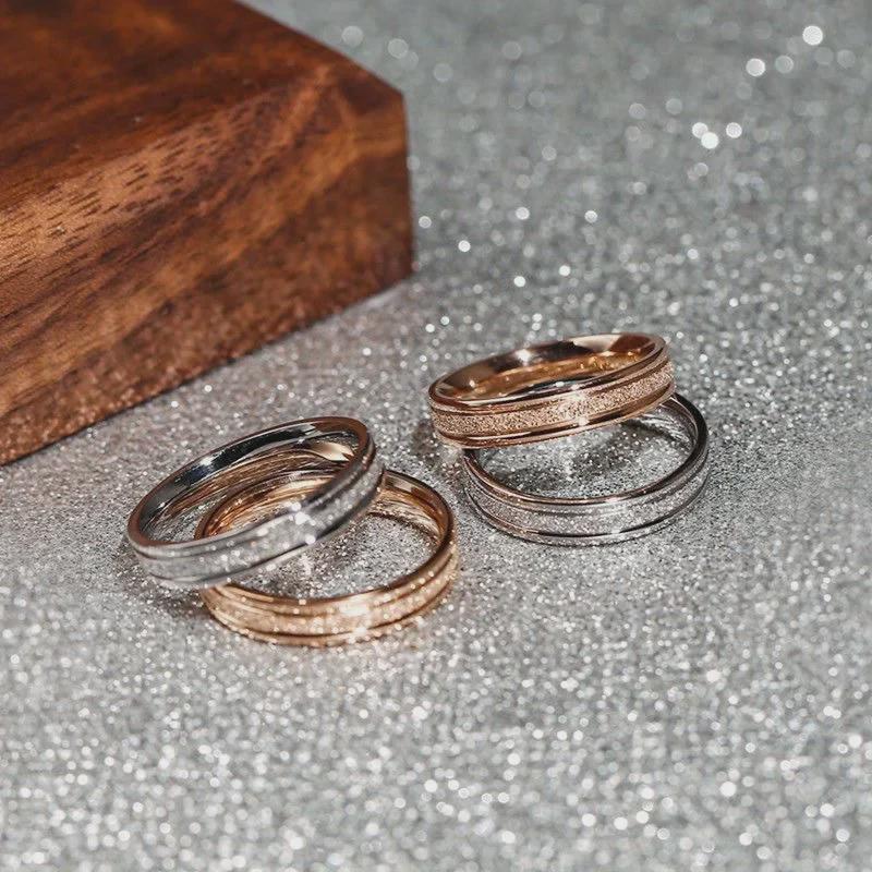 Pierścionek matowy w kolorze różowego złota 2025 - Prosty styl koreański dla studentek ze stali tytanowej