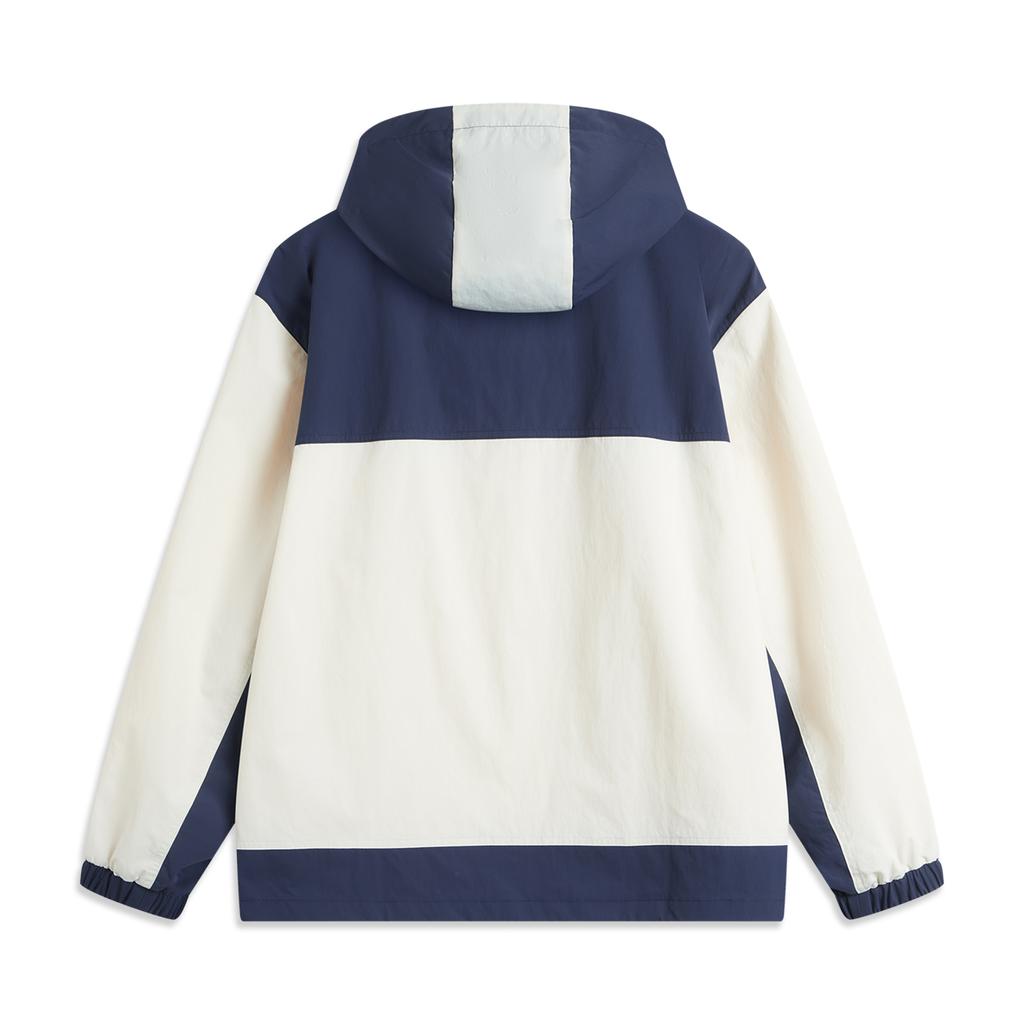 Li-Ning Lace Leaf Water-Repellent Windbreaker With Hood Unisex Outerwear Deep-Navy Cream AFDU927-2