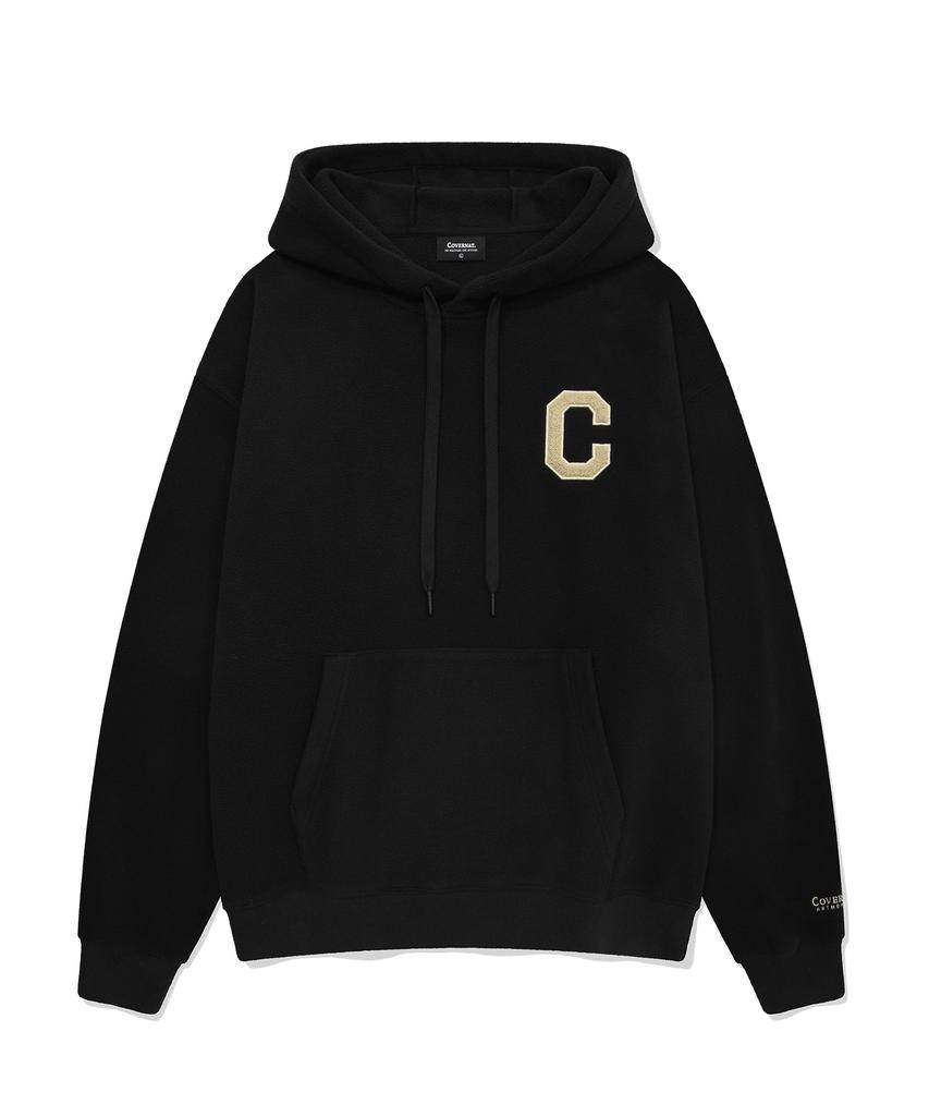 C Logo Fleece Oversized Hoodie Black