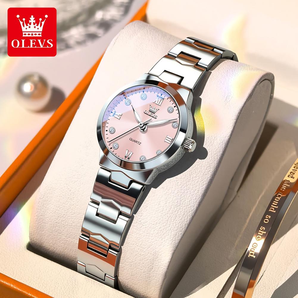 OLEVS Women's Watches Trend Fashion Original Brand Wristwatch for Girl Waterproof Stainless Steel Luminous 3735 Elegant Luxury