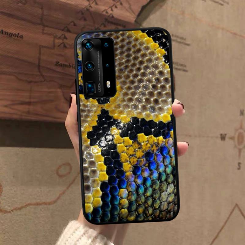 Etui na telefon ze zwierzęcym nadrukiem skóry węża dla Huawei P50 P40 E P30 P20 Pro P10 Lite P Smart Y6 Nova3E Honor10
