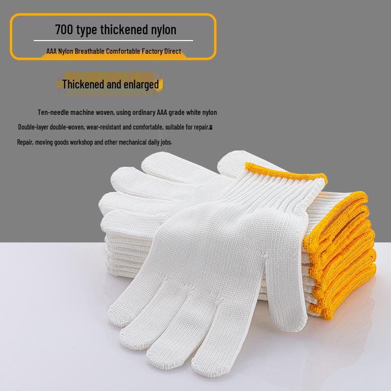 Nylon Wear-Resistant Work Gloves for Men and Women - Durable, Thin, and Extended for Construction and Household Use