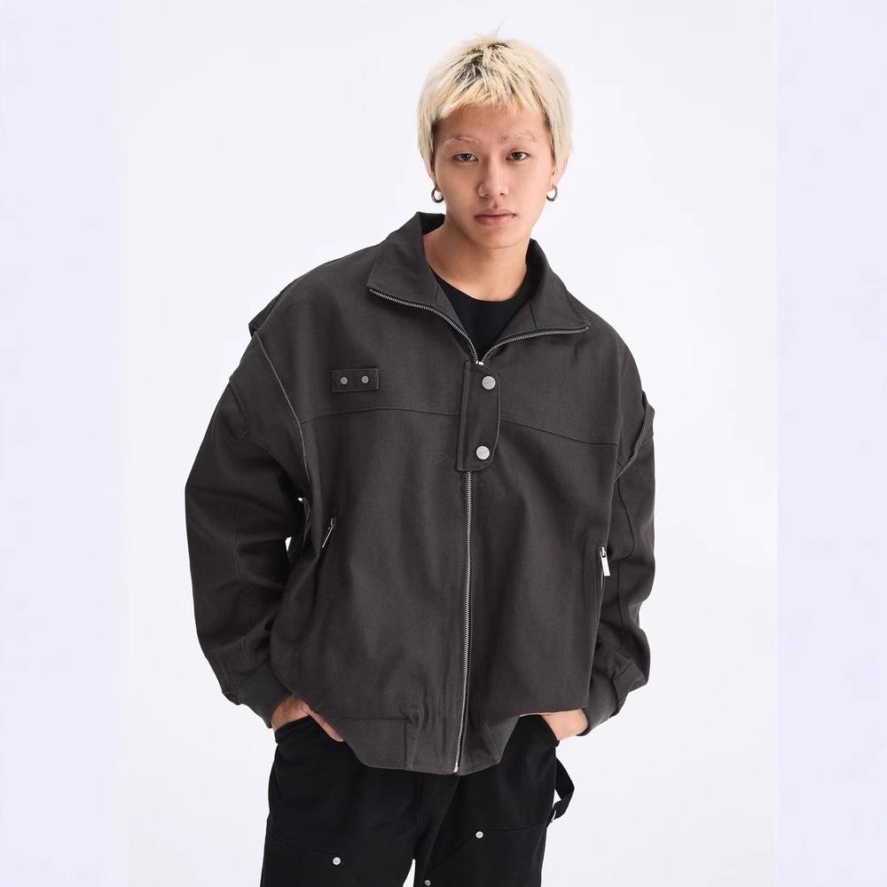 Vintage American Detroit Turn-Down Collar Jacket: Stylish 2025 Spring Workwear for Couples