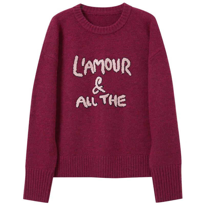 Sancai Women's Letter Embroidered Knit Pullover