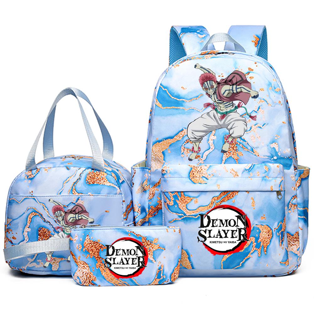 3Pcs/set Anime Demon Slayer Printed Backpack Handbag Pencil Case for Teenager Student Girl Boy Bookbag Schoolbag Large Capacity Waterproof Travel Bag