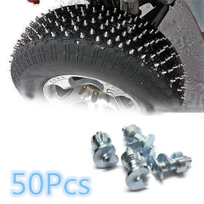 50PCS Big Size Tungsten Carbide Car Tires Studs Screw Snow Spikes Wheel Tyres Snow Chains Studs For Shoes ATV Car Motorcycle Bike Tires Winter