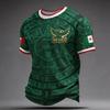 Men's National Team Support T Shirt Mexico Soccer Fan Jersey Short Sleeve Casual Football Top with Printed Design and Flag Patch