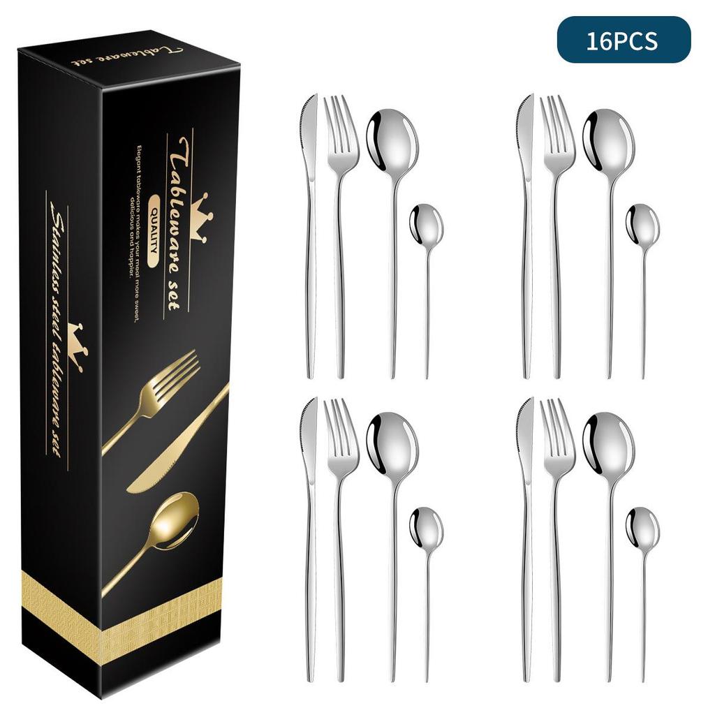 Stainless Steel Cutlery Set: 16/24-Piece Steak Knives, Forks, Spoons In Gift Box