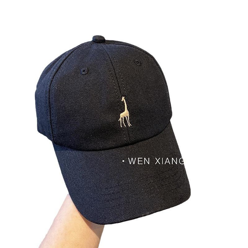 Retro Giraffe Embroidered Baseball Cap for Women  Trendy Korean Couple Academy Style Soft Top Baseball Cap for Men