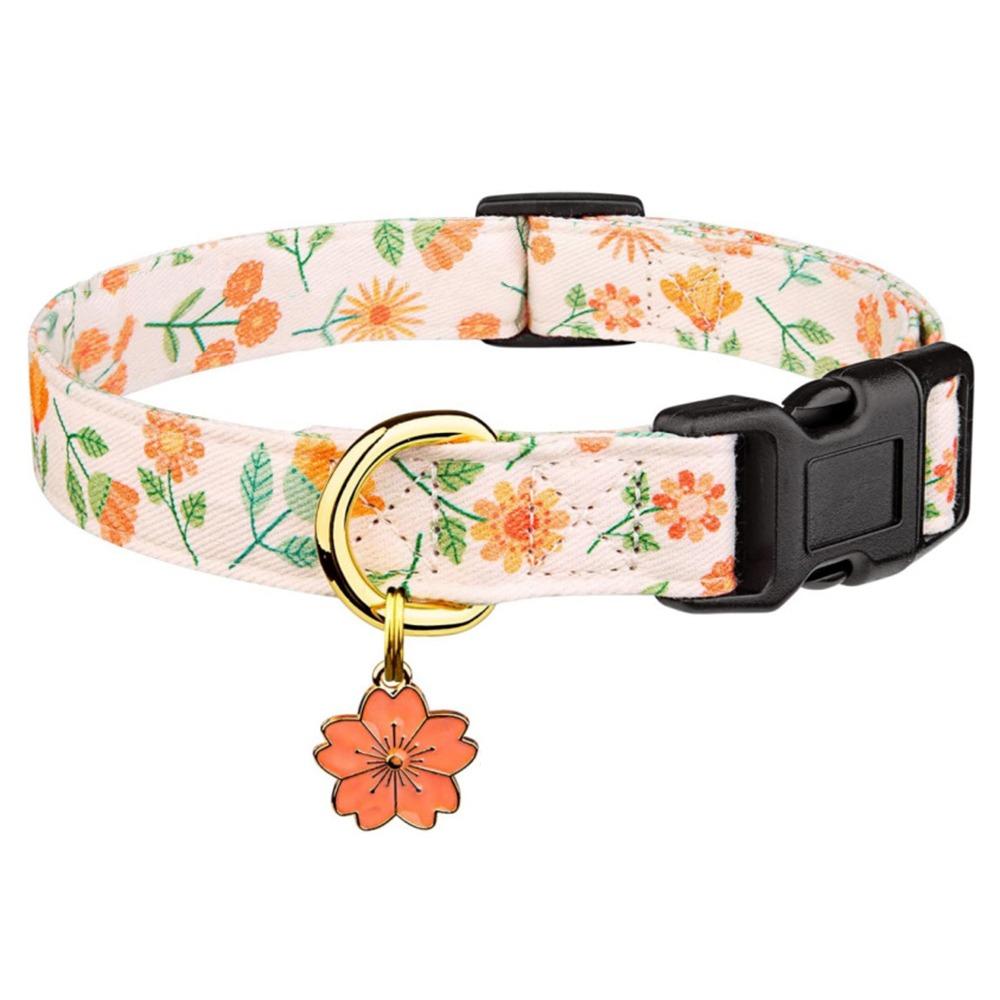 Strawberries Flower Pattern Adjustable Pet Collar Cotton Cat Traction Necklace Pet Dog Collar  Cat