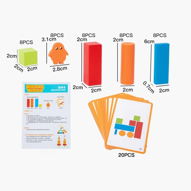 Wooden Stacker Baby Toy Building Blocks Geometric Shape Game Montessori Toys Rainbow Blocks Constructor Set Educational Toys