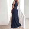 Women's Short Sleeveless And Long Skirt Set With Pockets