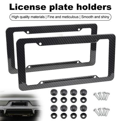 NEW Universal 1/2pcs License Plate Frame Carbon Pattern Plastic License Plate Frame Bracket with Standard Screw Kits Plate Frame