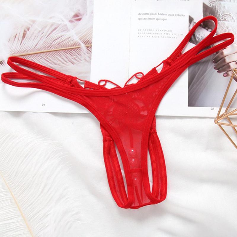 Solid Color Embroidered Butterfly Women's Underwear Open Crotch Erotic Thongs Sexy Porn Panties for Female Nightclub Fun T-Back