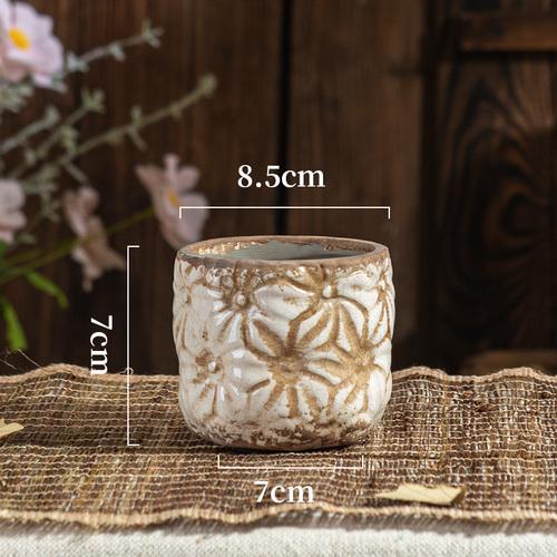 Vase Vintage Ceramic Home Balcony Outdoor Courtyard Desktop Decoration AmericanCreative Style Relief Light Luxury High-End Sense