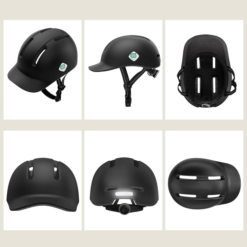 Bicycle Cap for Adults and SG Standard EN1078 High Breathable Stylish Cap Suitable for City and Adjustable Matte Black SG CertifiedIssufel Helmet,