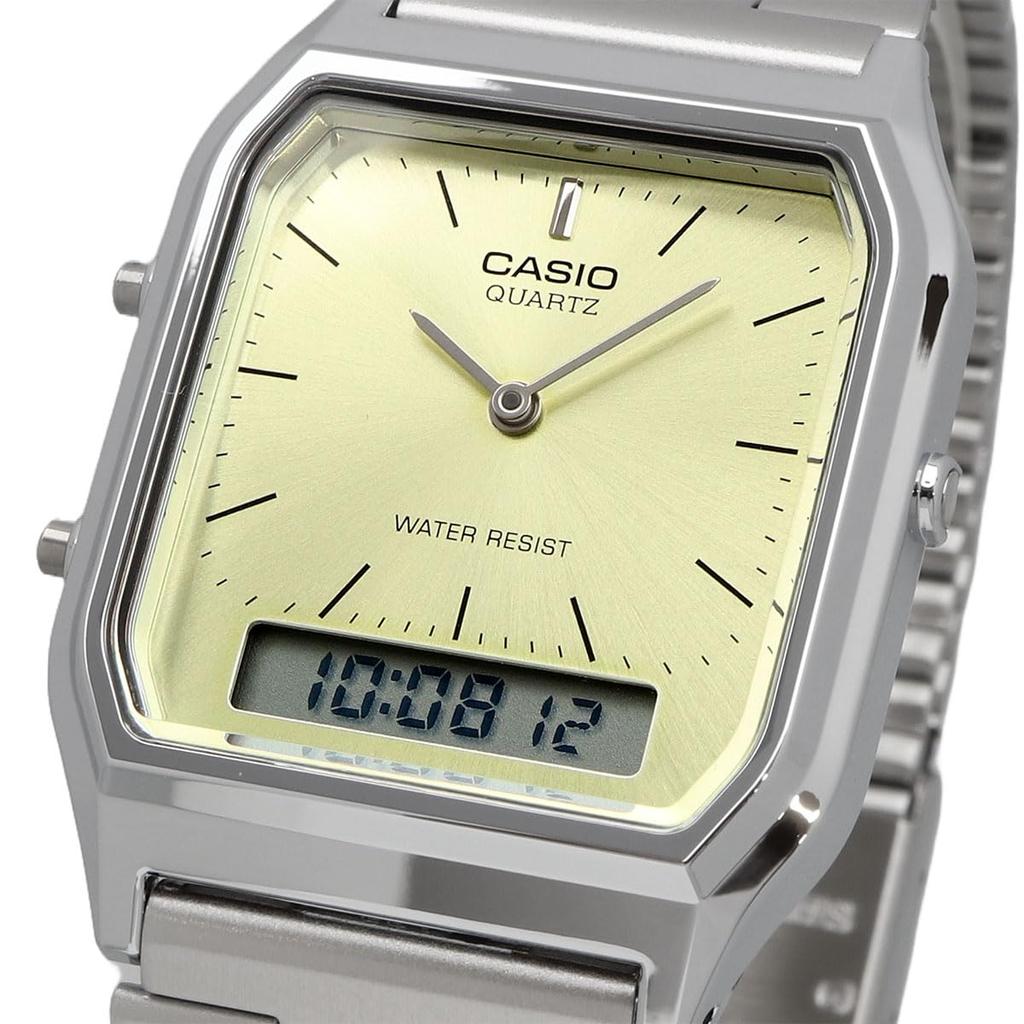 Casio ANA-DIGI Vintage Series Quartz Watch, AQ-230A-9AMQY, Unisex, Dual Time, Lime Yellow, Overseas Model [Parallel Import]