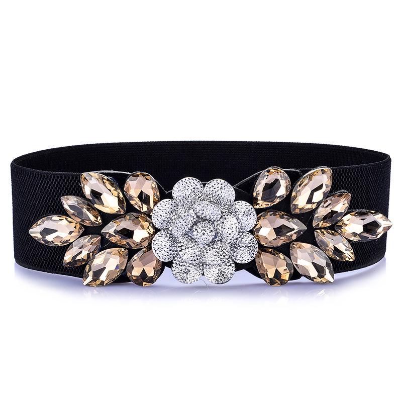 Women's Elastic Waistband Corset with Decorative Glass Drill