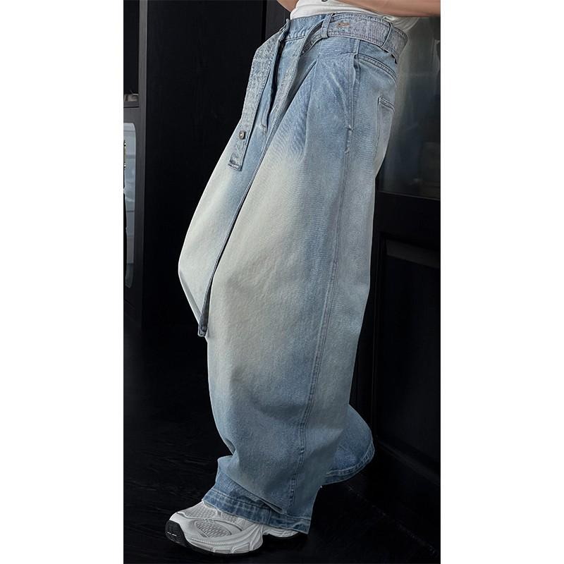 2025 Unisex Retro Washed Wide-Leg Scimitar Jeans