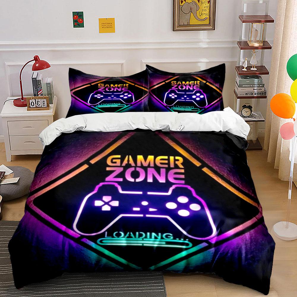 Gamer Zone Neon Bedding Set Bedding Duvet Cover Set Duvet Cover Pillowcases (1 * Duvet Cover 2 * Pillowcases, without duvet insert)