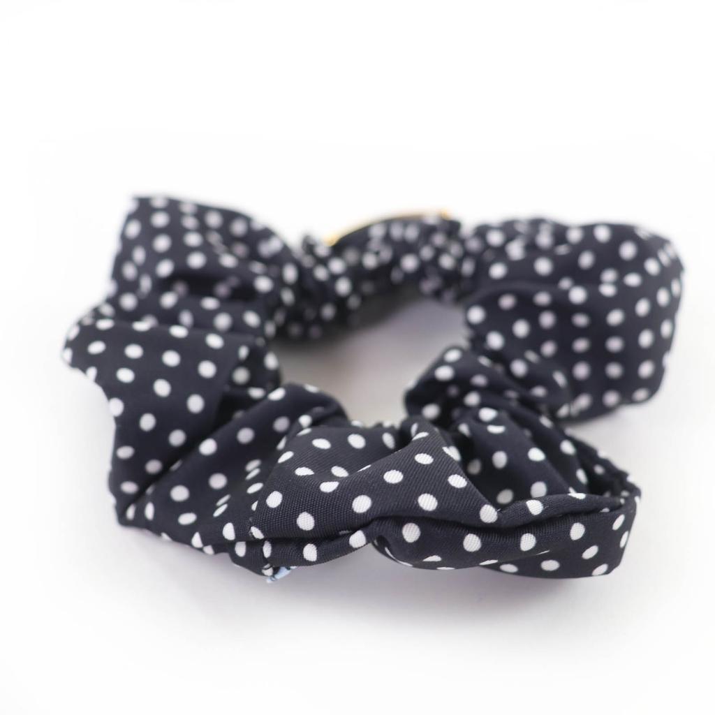 Pristine PRADA hair accessory Triangle logo Tessuto dot pattern scrunchie 1IF015 Used