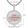 Two Sizes Big Circle Photo Pendant Necklace For Women Men Iced Out Neck Chain Hiphop Jewelry Personalized Family Gift