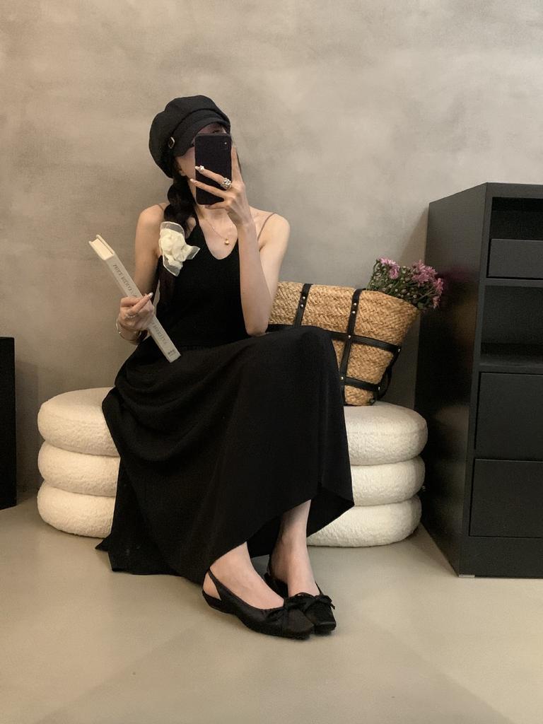 French Beauty Bow Pointed Head Sandals 2025 New Satin Back Strap Thick Heel Single Shoes