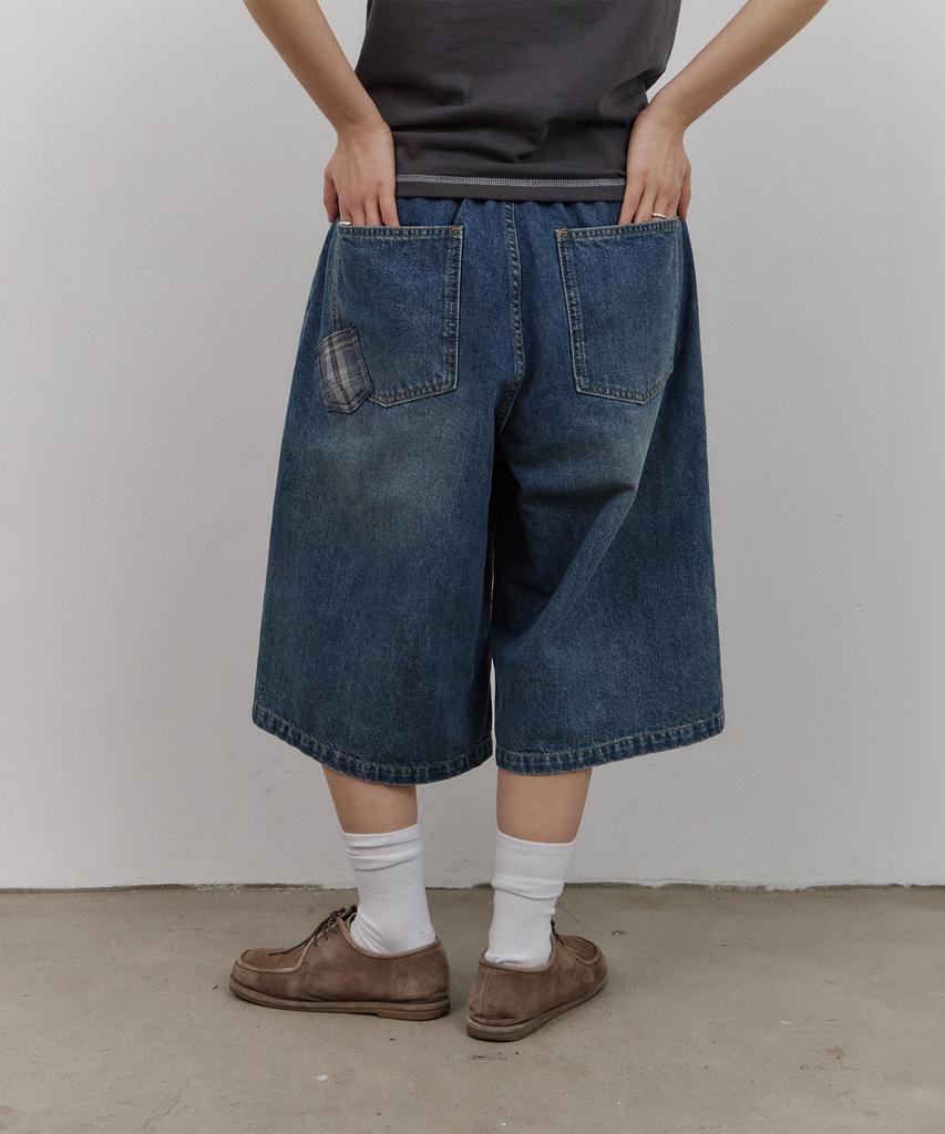 URBANSTOFF Patch Point Wide Bermuda Pants (Light Blue)