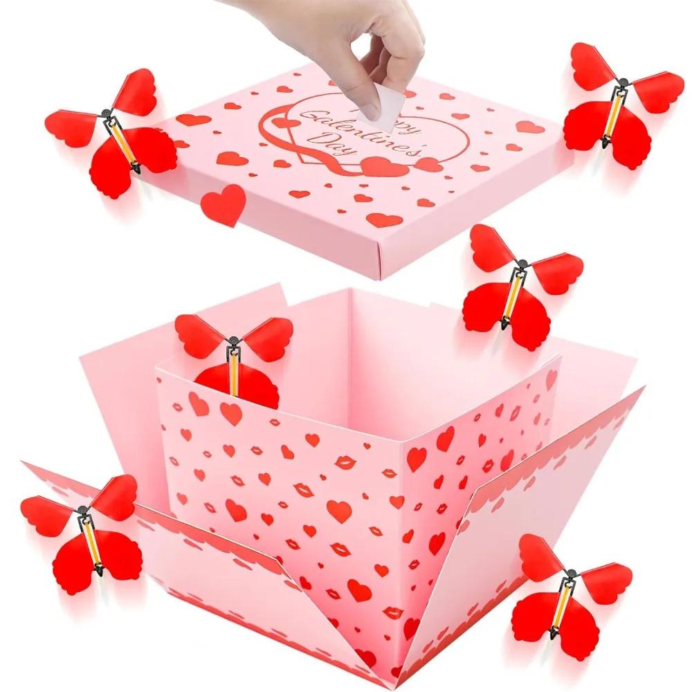 High Quality Anniversary Surprise Flying Butterfly Box Happy Birthday Pop Up Explosion Creative Bounce Box Party Decorations