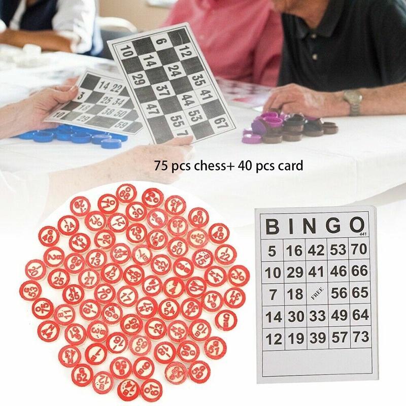 40+75 Bingo Unterhaltungsset für Kinder mit 40 Bingokarten und 75 Markern