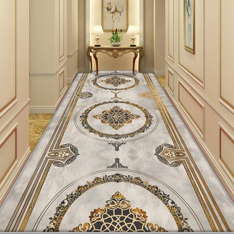 European Golden Long Corridor Carpet Luxury Decoration Home Stairs Runner Non-slip Rugs Villa Lobby Entryway Mat Customizable
