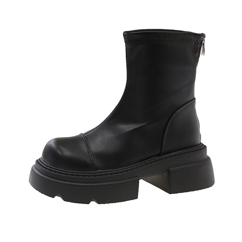 Thick-soled heightening Martin boots women's boots short boots new autumn and winter zipper Chelsea thin boots