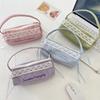 Corduroy Cloth Handheld Stationery Bag Lace Bow Pencil Pouch Stationery Holder