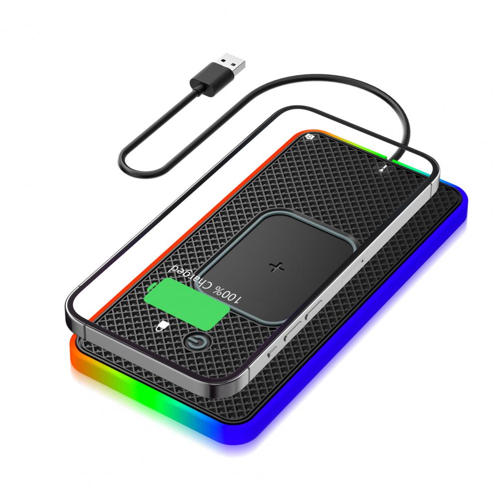 20W Fast Wireless Phone Charger Car Charging Pad with Non-Slip Base 8 Ambient Lights Universal Phone Cordless Charging Mat