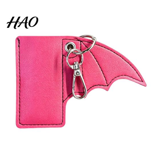 Durable Faux Leather Charm Lip Balm Case Bat Keychain, Lipstick Chapstick Punk Protective Personalized Bag Keychain Gift Sleeve Charm, Car Key